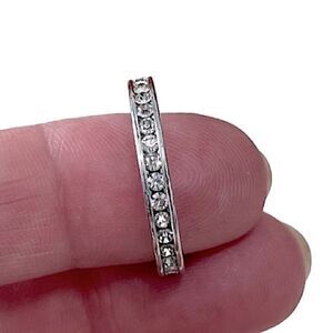 White Rhodium Plated Channel Set Faux Diamond Ring Size 9